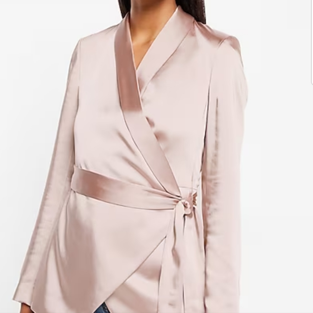 Express Satin Tie Front Blazer